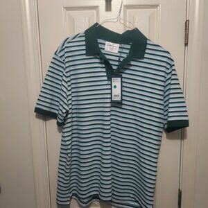 NWT Walter Hagen Shirt Mens Size L Green Clubhouse Stripe Pique Polo
